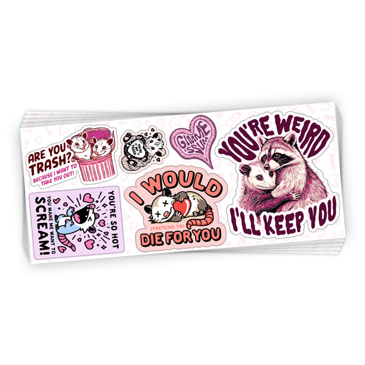Opossum Valentine Sticker Sheet