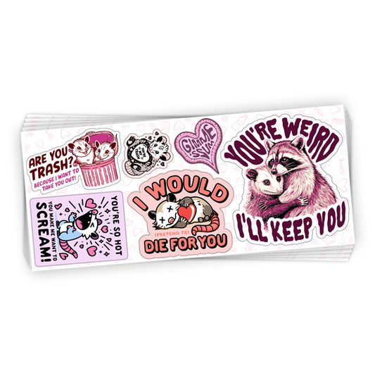 Opossum Valentine Sticker Sheet
