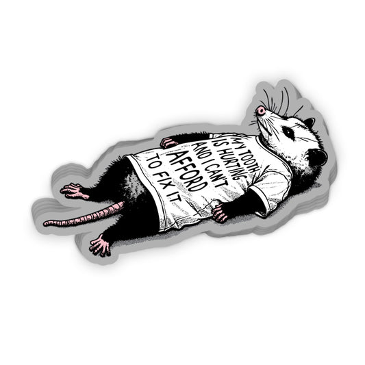 My Tooth Hurts and I can't Afford to Fix it (Opossum) (Decal)