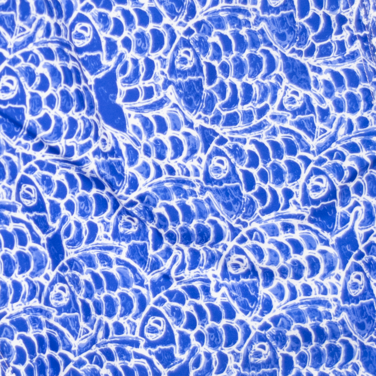 Men's Cyclist Liner Swim Trunks - Abstract Fish Navy Blue